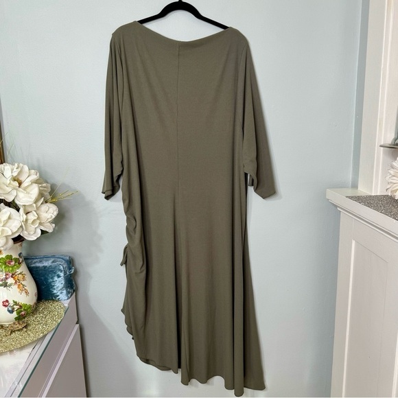 Torrid Midi Ribbed Asymmetrical Hem Dress in Olive Green Plus Size 6 or 6X Nwt - Picture 6 of 9
